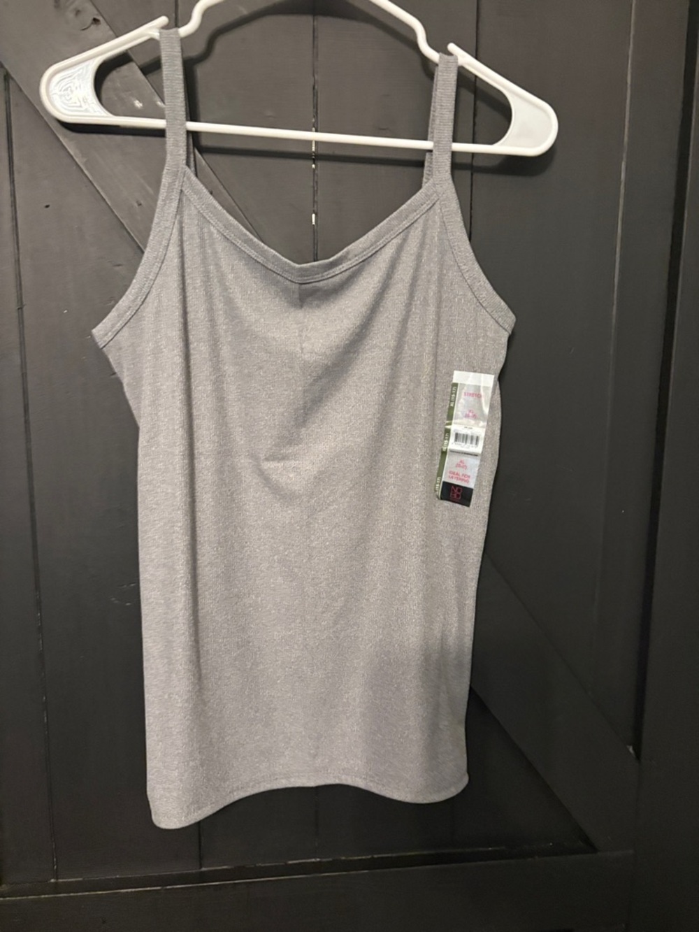 Women's Gray, White and Black Cami Tank - Strappy Top